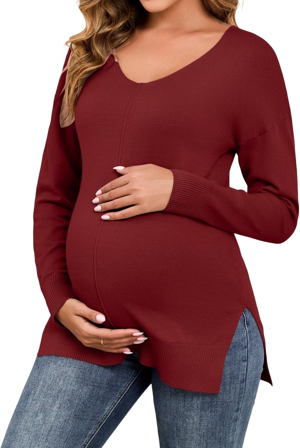 2025 Women's Casual Lightweight V Neck Batwing Sleeve Knit Top Loose Pullover Sweater