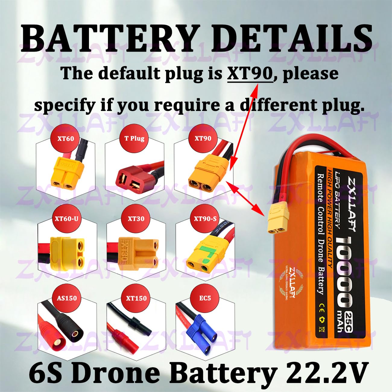 Batteria Lipo 22,2 V 14,8 V 11,1 V Batteria per droni | 6S 4S 3S Batterie al litio 7,4 V 18,5 V 25,9 V 29,6 V Batterie di ricambio 25C per drone telecomandato con BMS