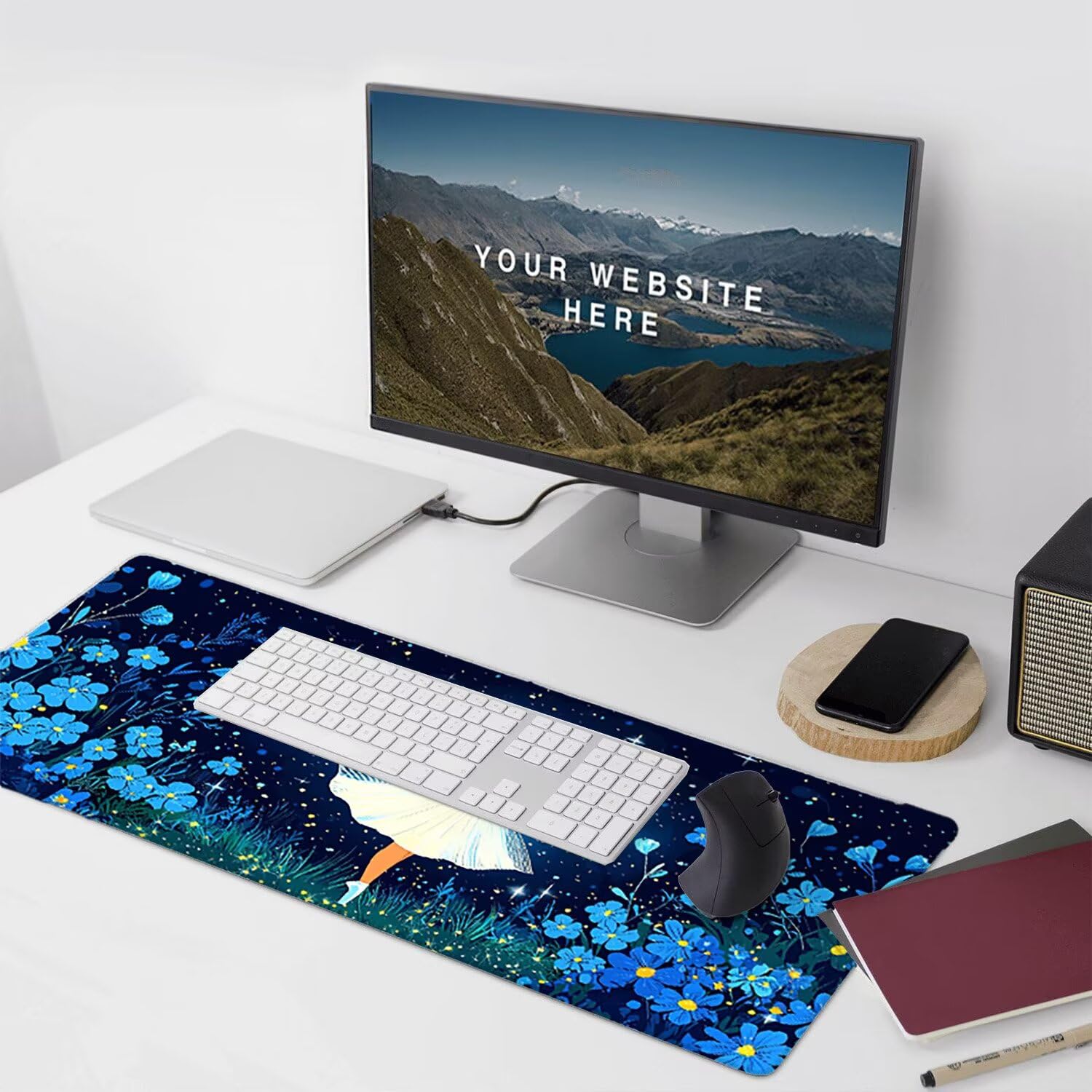 Tappetino per Mouse XXL 1200 x 600 mm Tappetino Mouse Gaming Grande, Mousepad con Base in Gomma Antiscivolo, Tappeto per Tavolo da Gaming per Mouse e Tastiera, Accessori PC (Fiori Ragazza) H-404