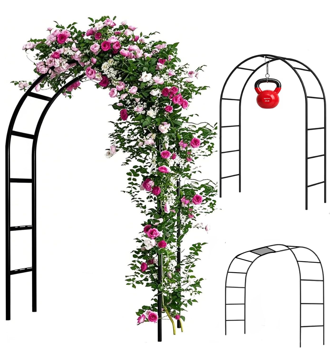 Black Garden Arch Trellis - Climbing Plant Support -1