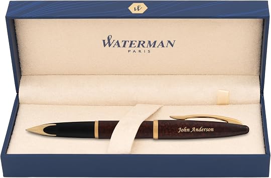 Waterman Carene Engraved Fountain Pen, Amber with 23K Gold Trim, 18K Solid Gold Nib, Converter Included, Personalized Gift for Retirement, Board Members, Senior Partners, Career Advancement