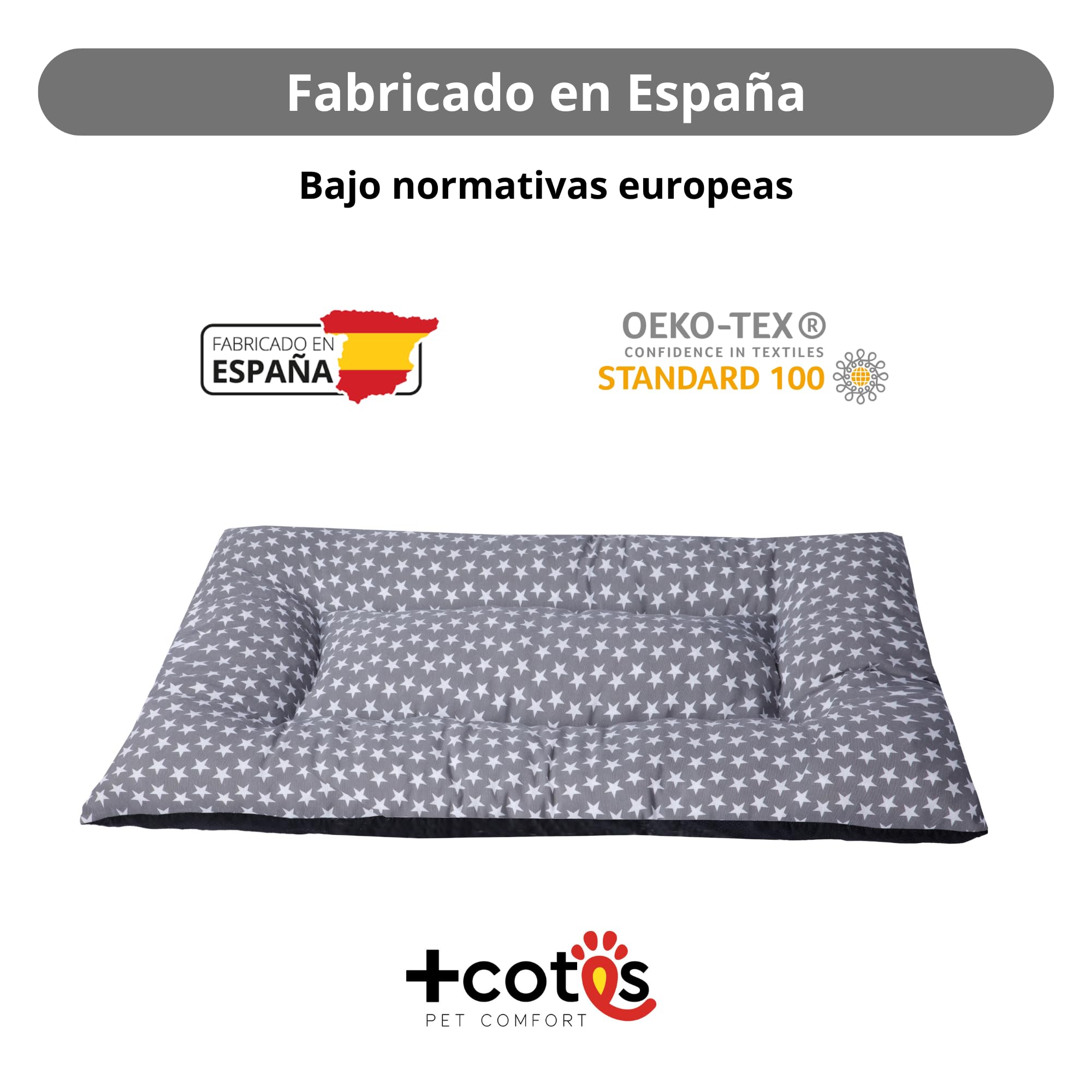 Cama Cachorro Perro Pequeño Espuma Acolchada Colchoneta Tacto Suave Tejido Transpirable Base Antideslizante Funda de algodón loneta Ligera cómoda Lavable Fácil de Transportar 45X65X5 Estrellas +Cotes