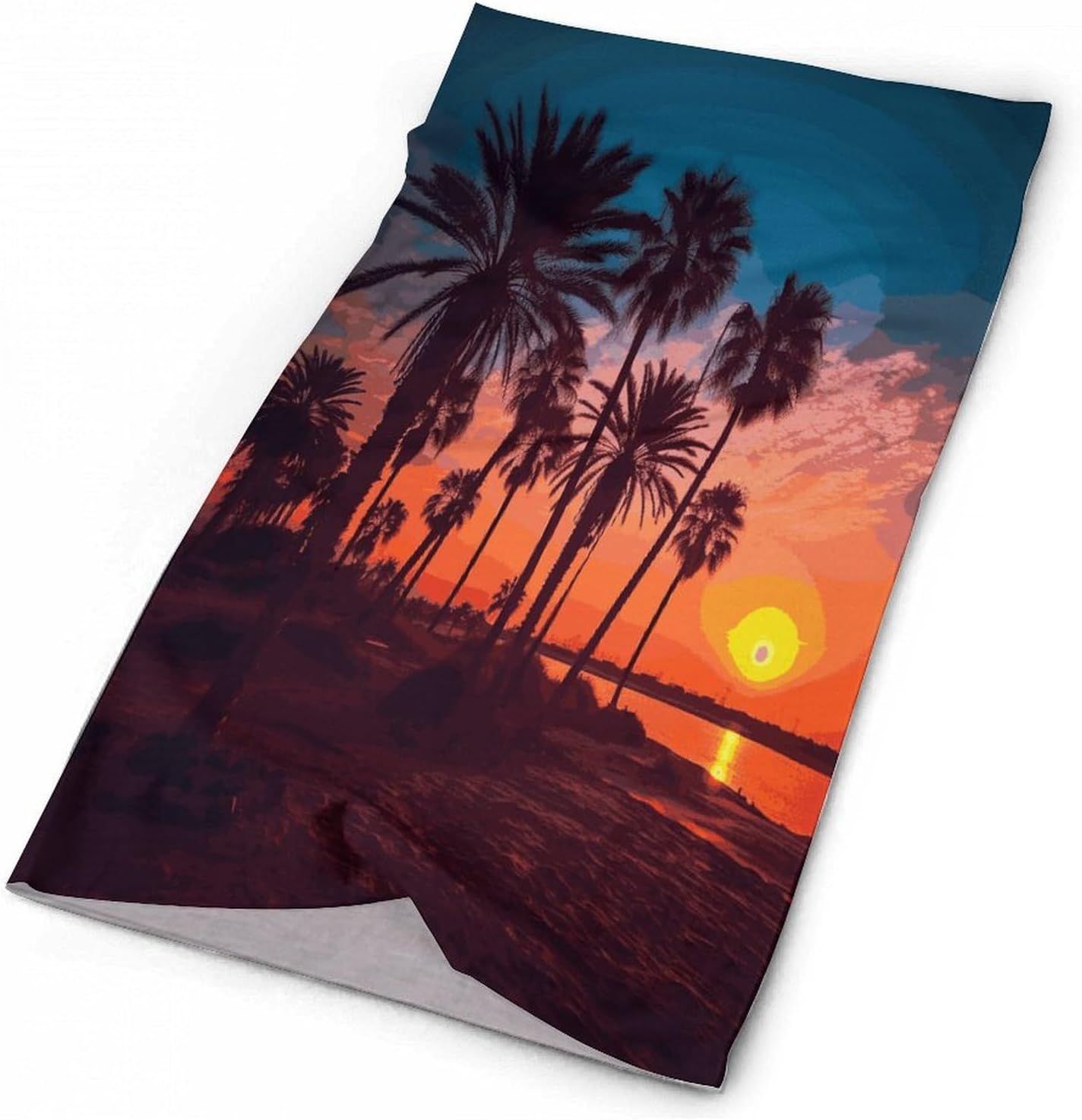 Palm Tree Sunset Neck Gaiter Cooling Breathable Face Mask Sun Protection Balaclava Bandana Summer Gator Scarf Motorcycle Wind-proof Face Cover for Men Women Outdoor Sports
