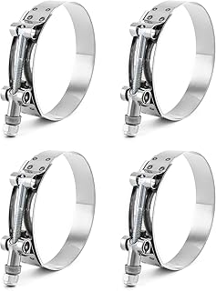 QWORK 3" T-Bolt Hose Clamp Stainless Steel, Working Range 83mm-91mm for 3" Hose ID, Turbo Intake Intercooler Clamp, 4 Pack