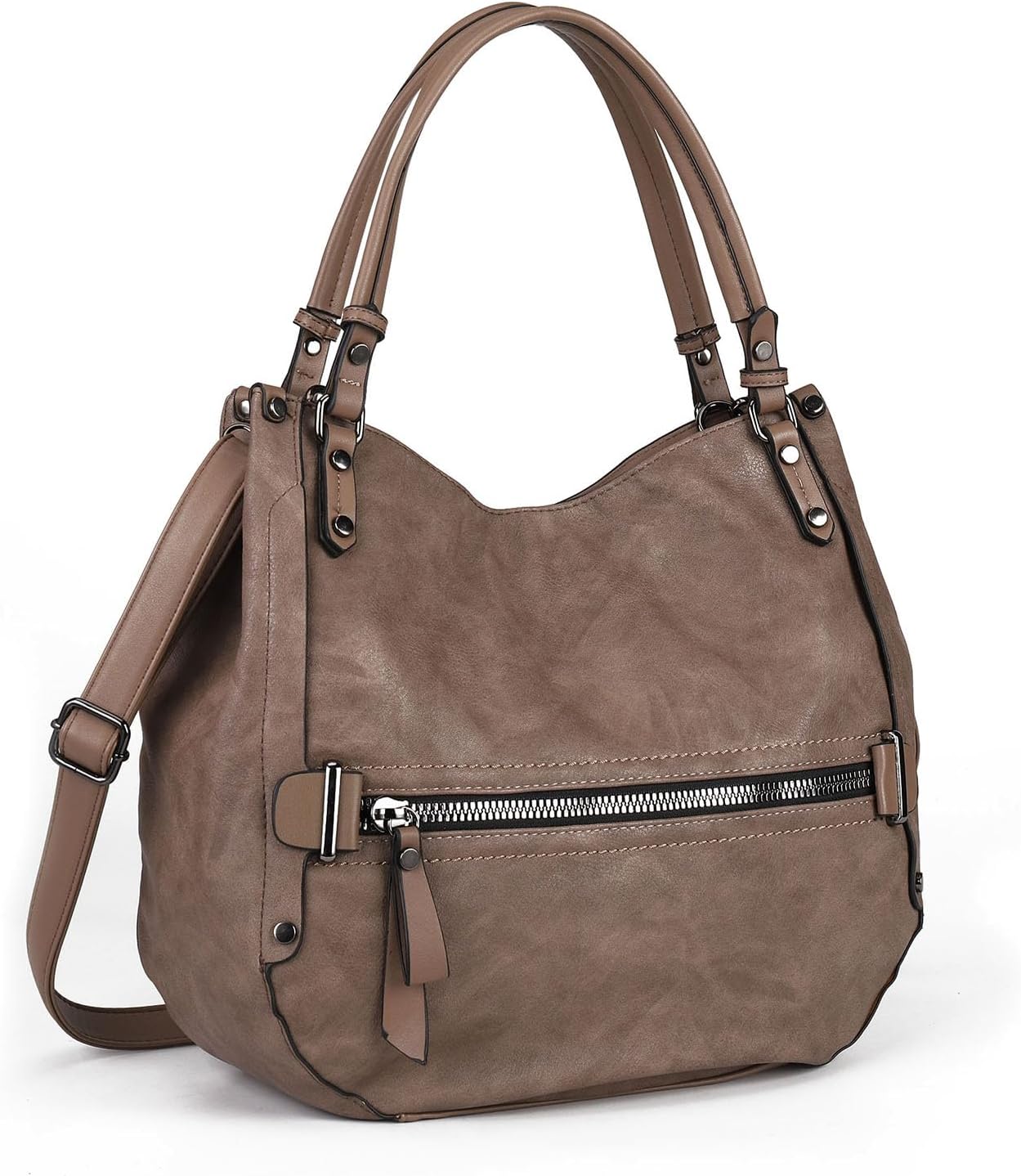 Hobo Bags for Women, Ladies Multi Pockets Top Handle Handbags, Vintage Cross-body Shoulder Satchel, Soft Leather Messenger Purse
