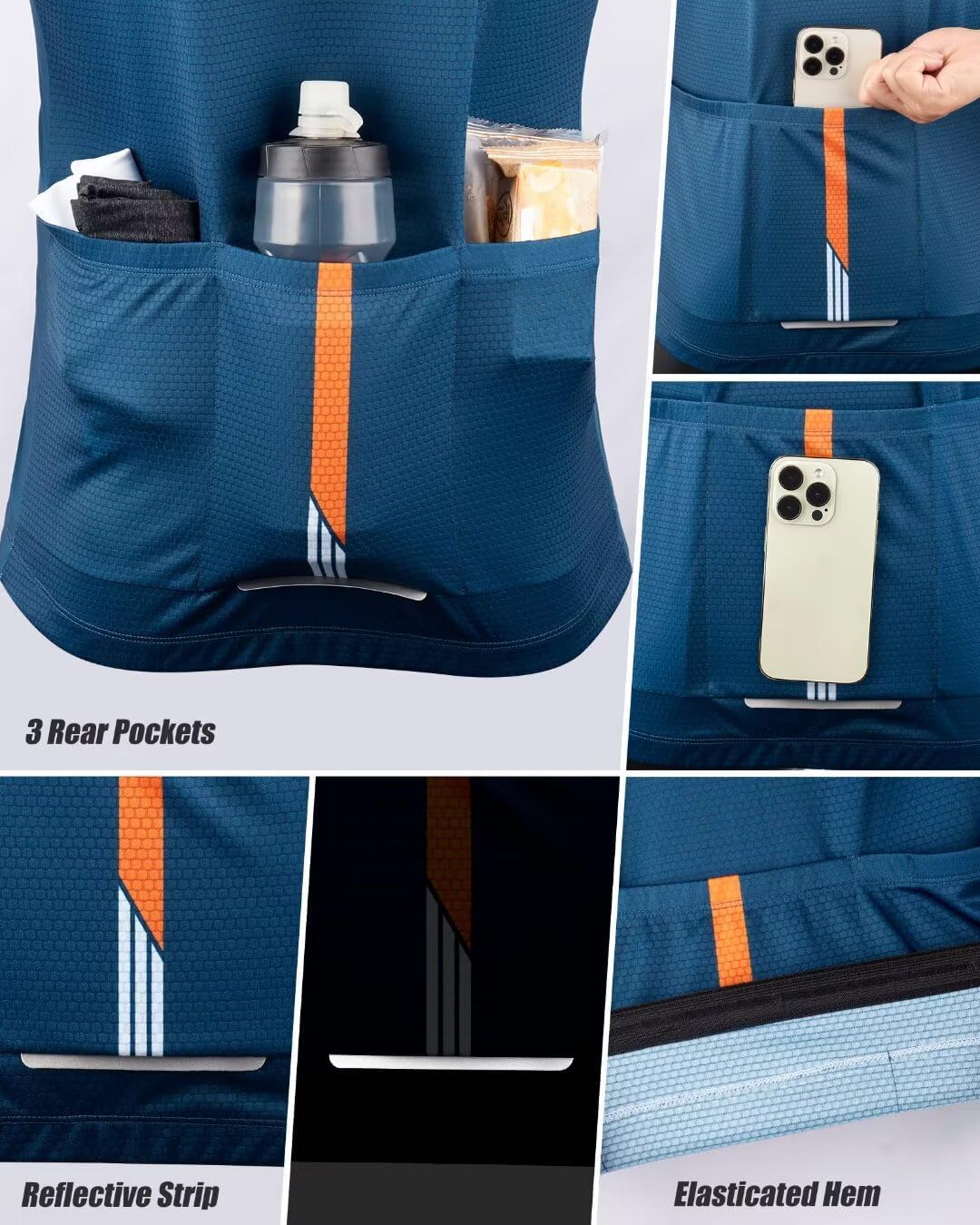 ROTTO Mens Cycling Jersey Short Sleeve Bike Shirt with Rear Pockets Stripe Series - Image 5