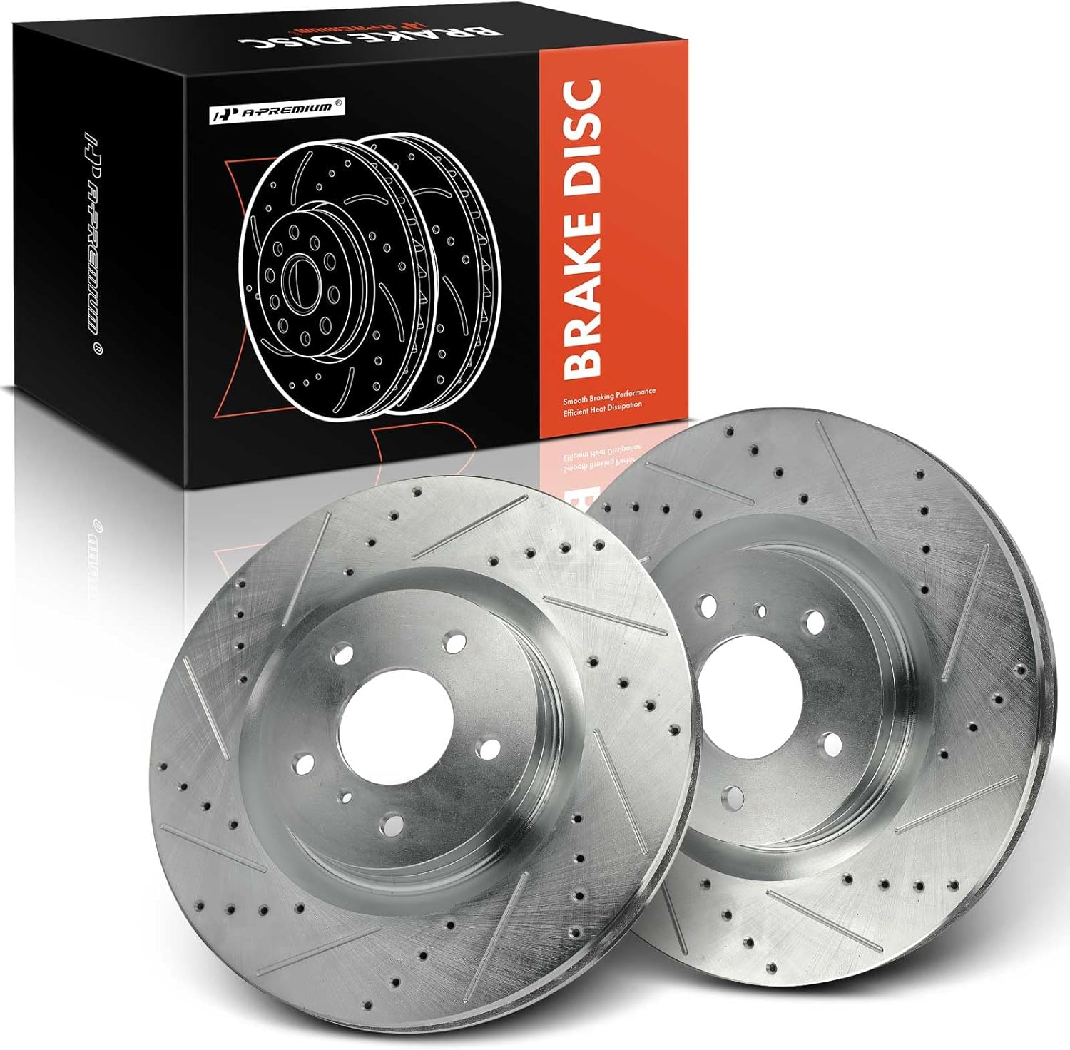 A-Premium 12.76 inch (324mm) Front Drilled and Slotted Disc Brake Rotors Compatible with Select Nissan and Infiniti Models - 350Z 2003-2008, G35 2003-2004, 2-PC Set