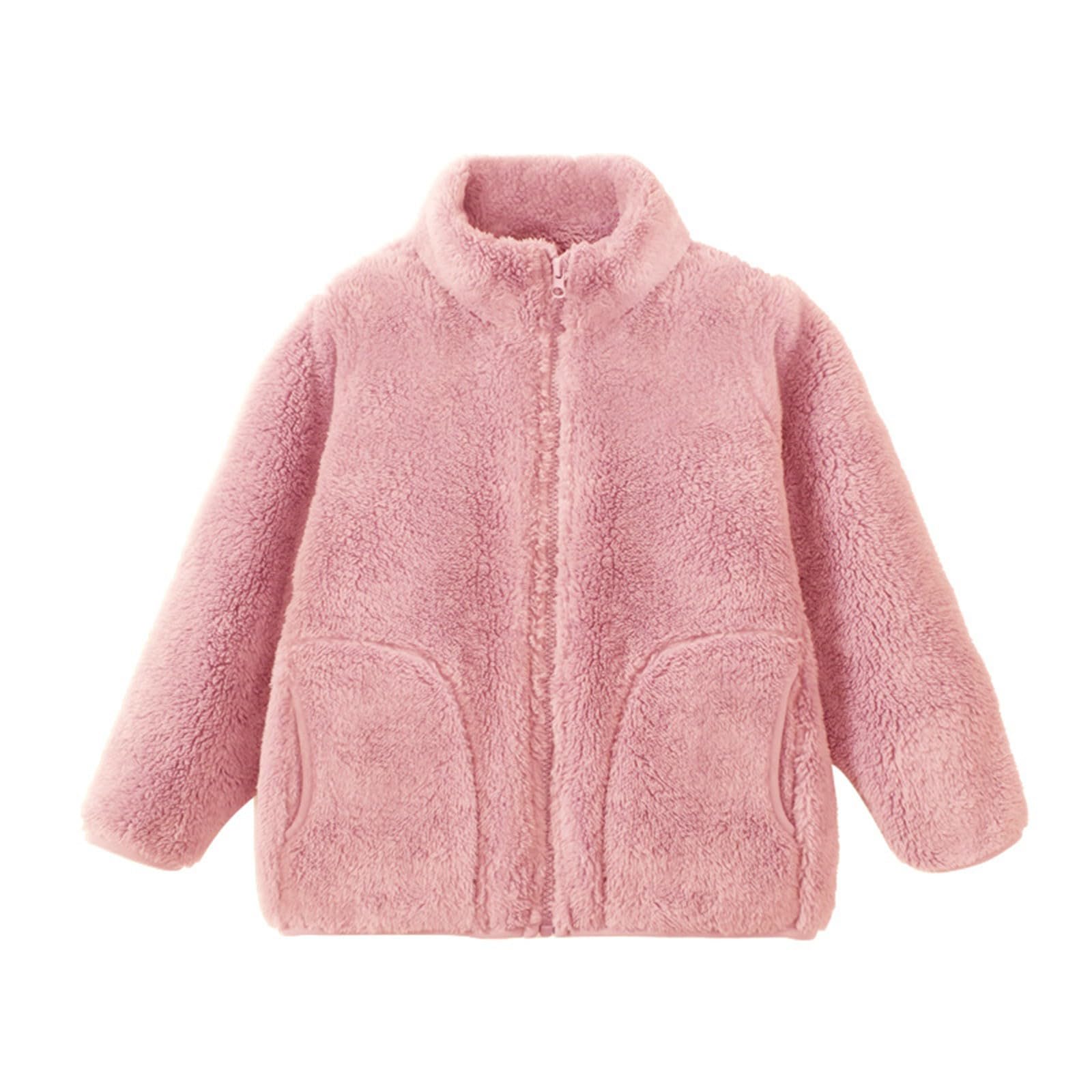 Fleecejacke Kinder Mädchen Warme Casual Winterjacke Mit Stehkragen Thermal Teddyjacke Jacket Coat Outwear Flauschig Fleece Jacke Reißverschluss Flauschjacke Weiche Kinderjacket Für Kinder Mädchen