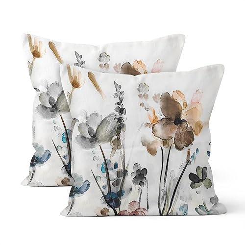 Floral Throw Pillow Covers 16x16 (Set of 2) – Soft Polyester 16x16 Pillow Covers Set of 2 with Vibrant Floral Print, High-Strength Fabric, Sturdy Seams – Zipper for Effortless Care & Enduring Comfort