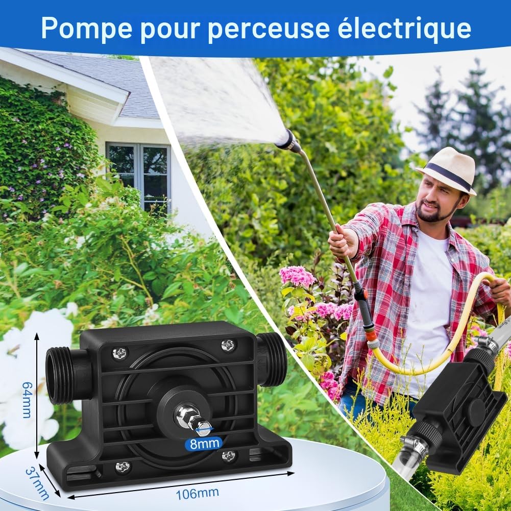 Flintronic Mini Pompe à Eau Électrique pour Perceuse Sans Fil - Pompe à Gasoil et Essence avec Accessoires pour Pompage Rapide d'Huile - Idéal pour Maison, Jardin, Piscine, Fontaine