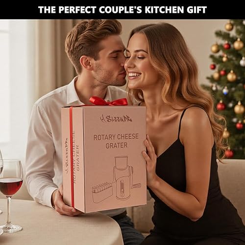 Miniatura 9 de Rallador de queso giratorio 5 en 1, rebanador de verduras con asa, rallador de queso de manivela mejorado con mango y base de succión fuerte,
