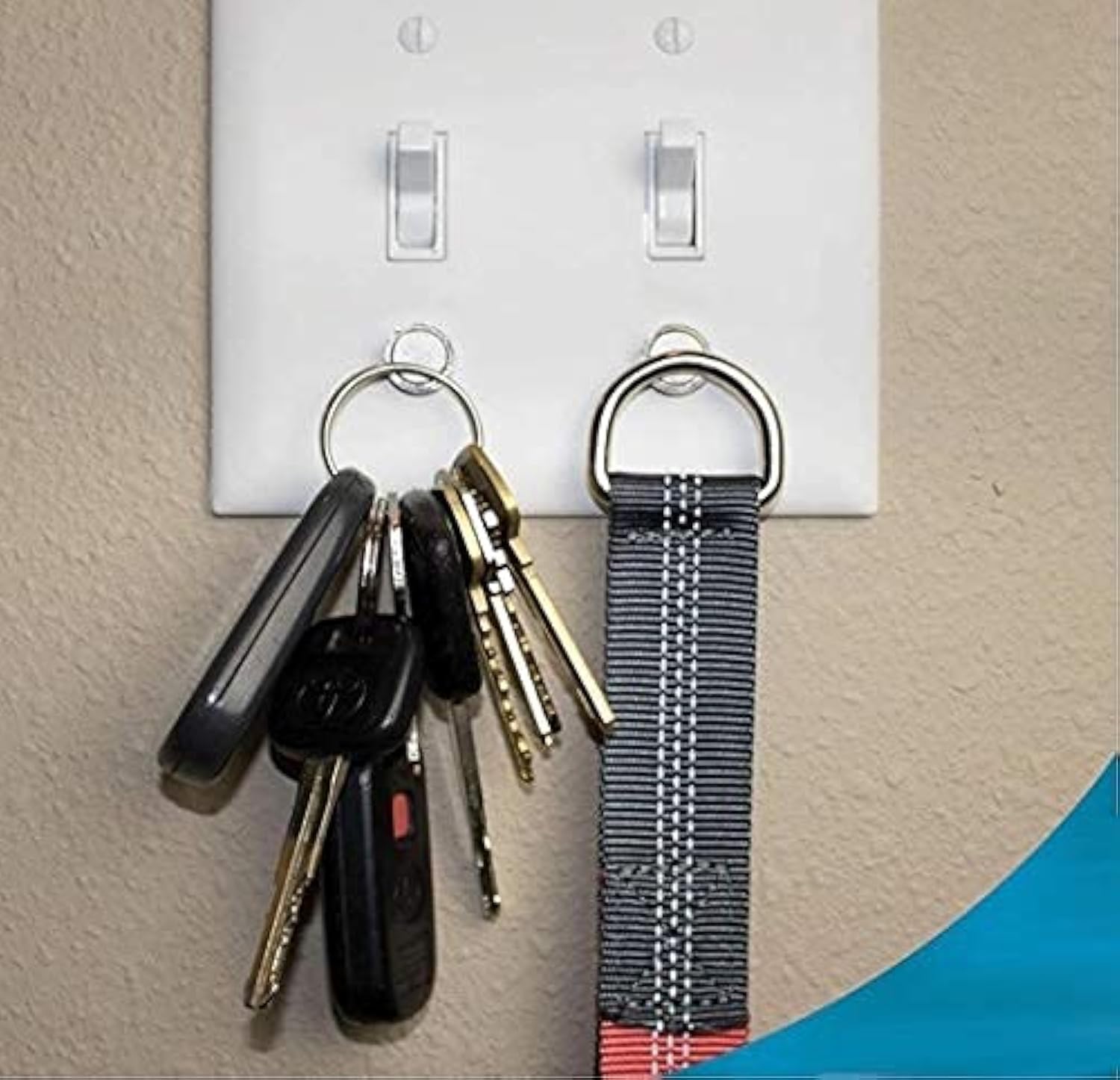 Magnetic Key Rack Key Holder for Light Switch | Smart Modern Design for Keychain Rings, Car Keys, Key FOBs | Easy Installation (4 Pack)