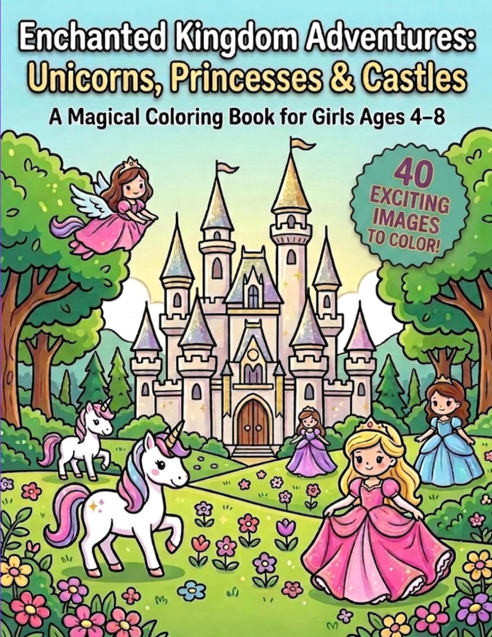 Enchanted Kingdom Adventures: Unicorns, Princesses & Castles: A Magical Coloring Book for Girls Ages 4–8