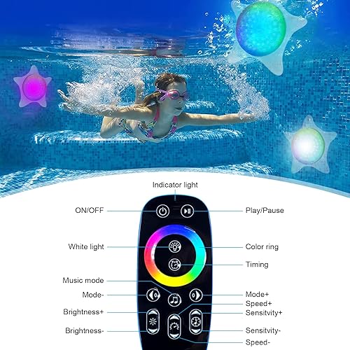 Miniatura 6 de Luces LED de piscina para piscina sobre el suelo - Luces LED sumergibles Ip68 impermeable cambio de color luz con control remoto de aplicación, 15 W