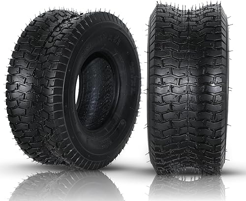 Vista 72 de Juego de 2 neumáticos de 4 capas de 15 x 6.00-6 para cortacésped y jardín, tractor, césped, sin cámara, carga máxima de 570 libras