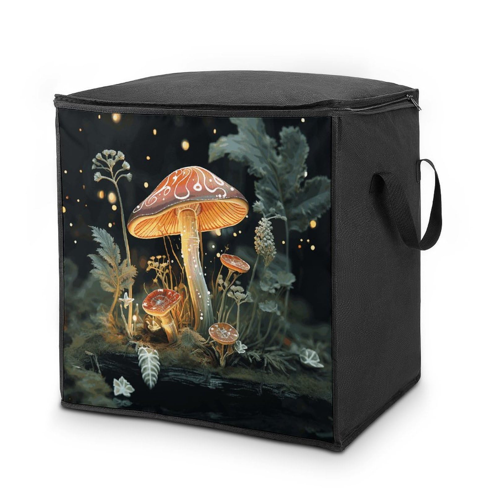 70L Butterfly Mushroom Storage Bag With Zipper Closet Organizers with Handle for Home Storage Organizer for Blankets Quilts Clothes Comforter Bedding And Pillows