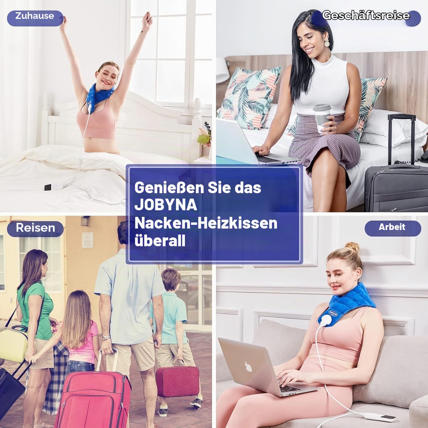JOBYNA Elektrisch Heizkissen für Nacken, Nackenwärmer 5s Schnelle Erwärmung,30-70℃ & 10-90 Min Abschaltautomatik, Elektrisches Wärmekissen Flanell Geschenke für Mütter, Frauen, Mama, Papa（72 * 16cm）