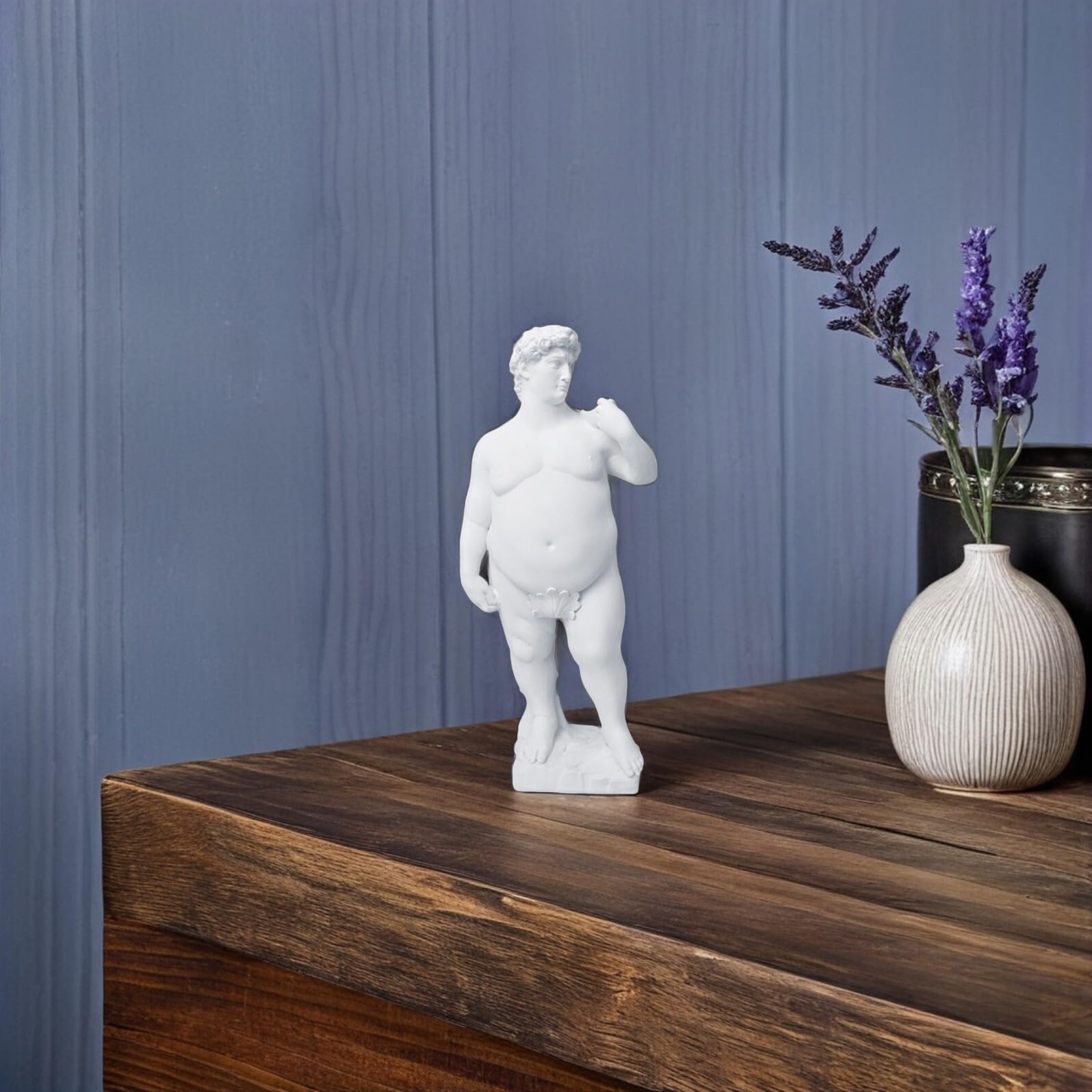 ibasenice Estatua de David Gordo Desnudo para decoración de Escritorio en la Oficina o el hogar, tamaño pequeño para decoración de estantes