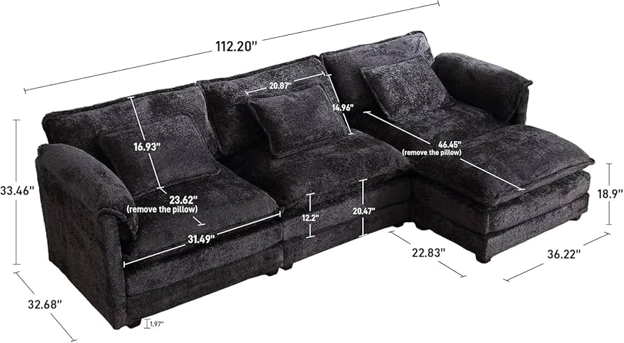 Amazon.com: ZEIINPA L Shaped Sectional Sofa Cloud Couch for
