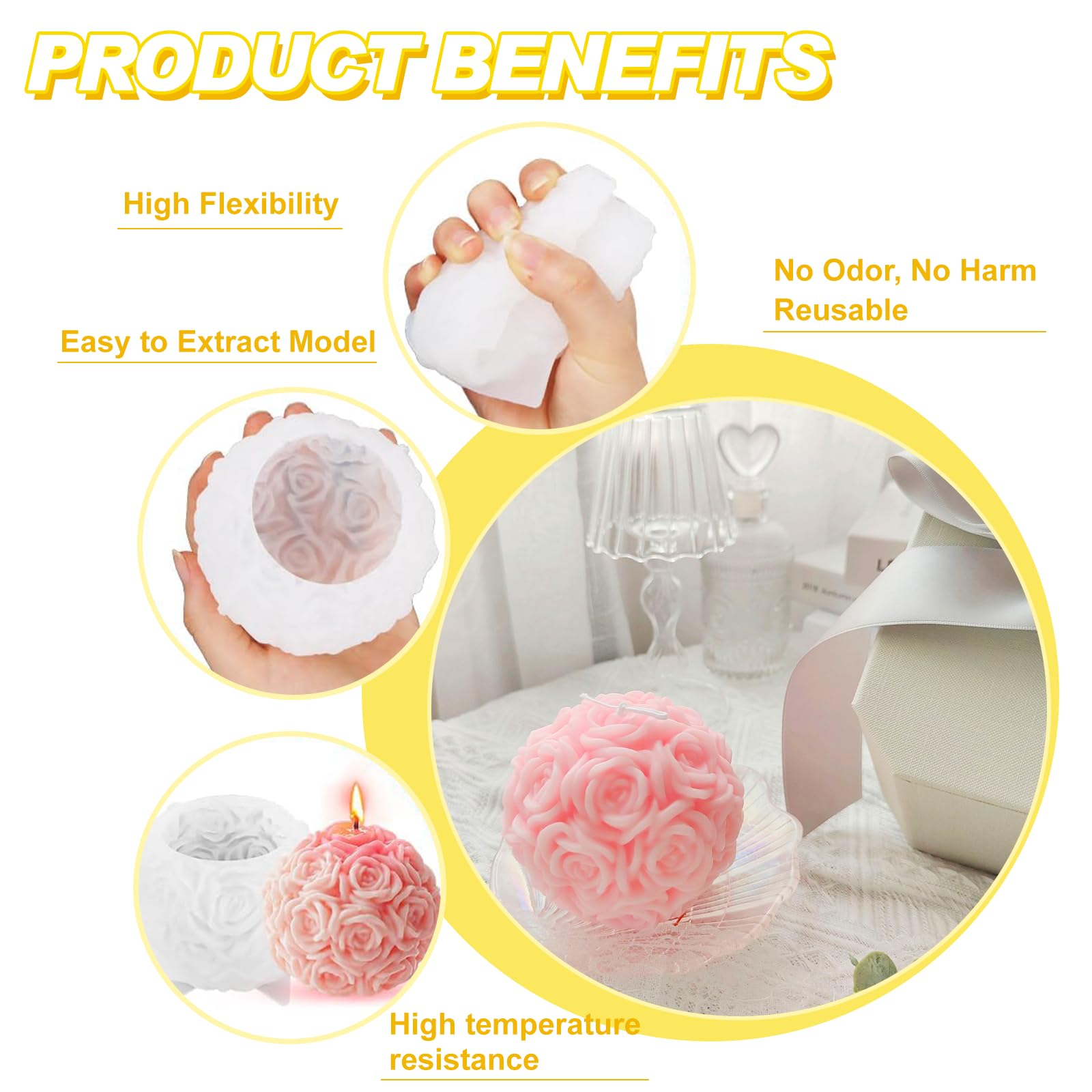 Stampini Per Candele In Silicone A Forma Di Fiore - Kit Fai Da Te Con Accessori Per Candele E Saponi - Foto 5