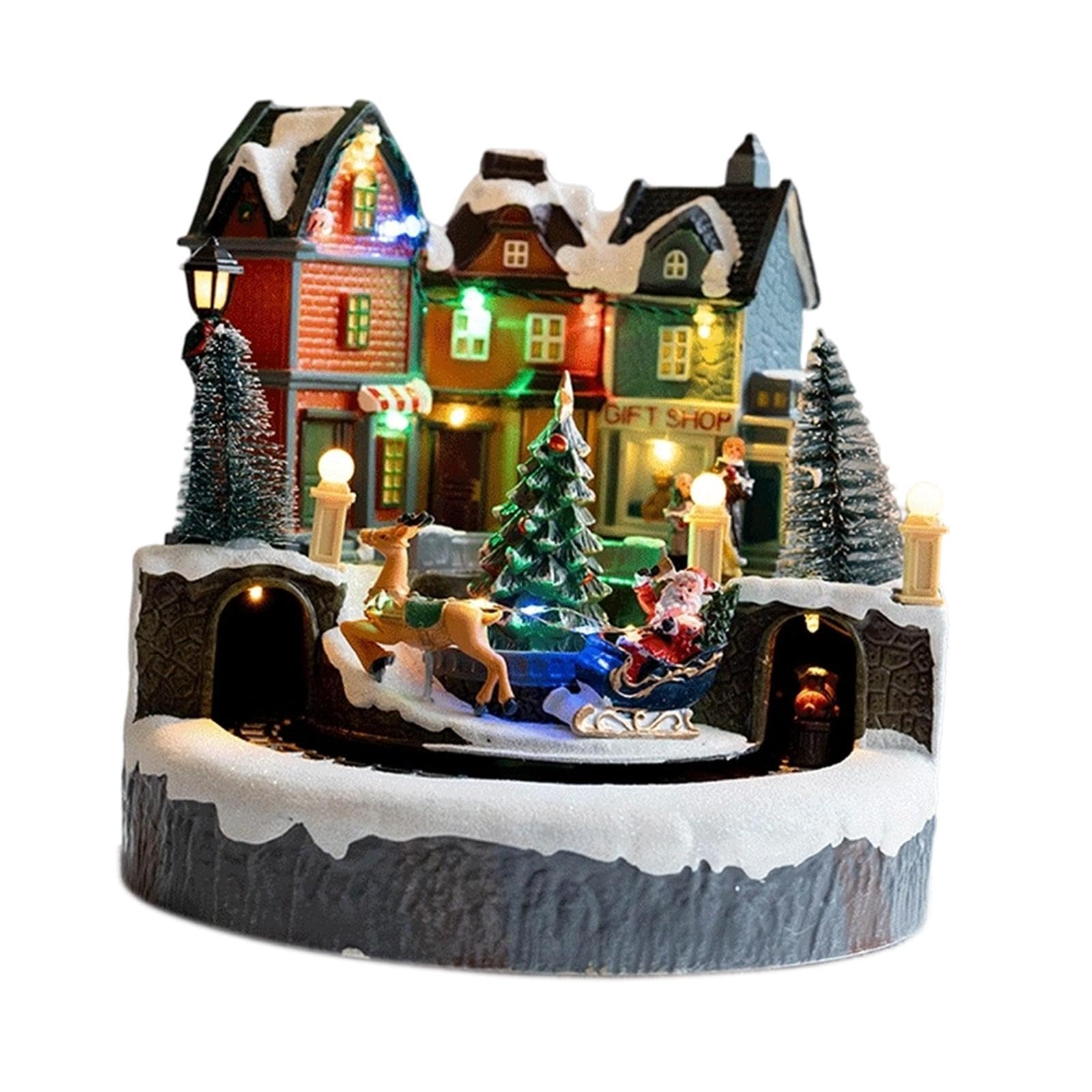 Qianly Decoración navideña iluminada para casa, decoración navideña, Mesa artística, Adorno Festivo de Castillo de Nieve LED, navideña para repisa de, Style B
