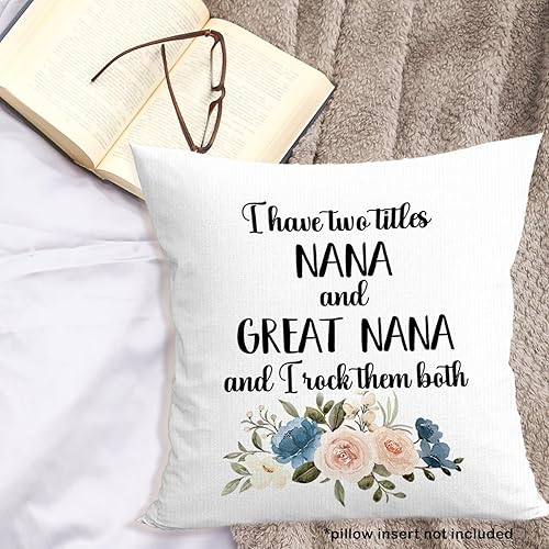 Miniatura 3 de Nana Great Nana Gifts Throw Pillow Covers 18x18, I Have Two Titles Nana and Great Nana and I Rock Them Both Family Thank You Gifts Decor Pillow