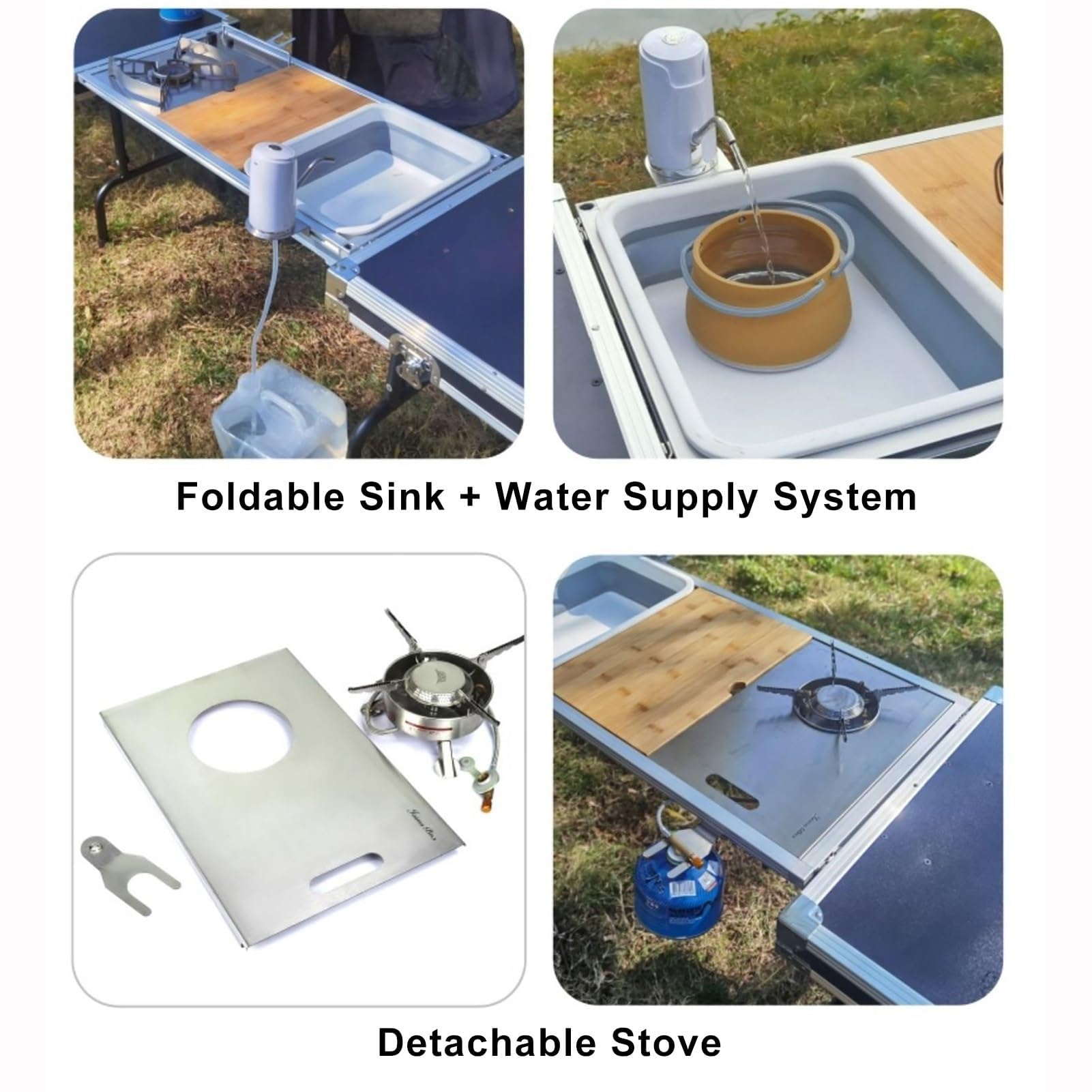 Campingküche Faltbar Mit Spüle und Herd, Camping Box, Camping Tisch, Camping Möbel, Camping Set, Outdoor Küche für 6-10 Personen