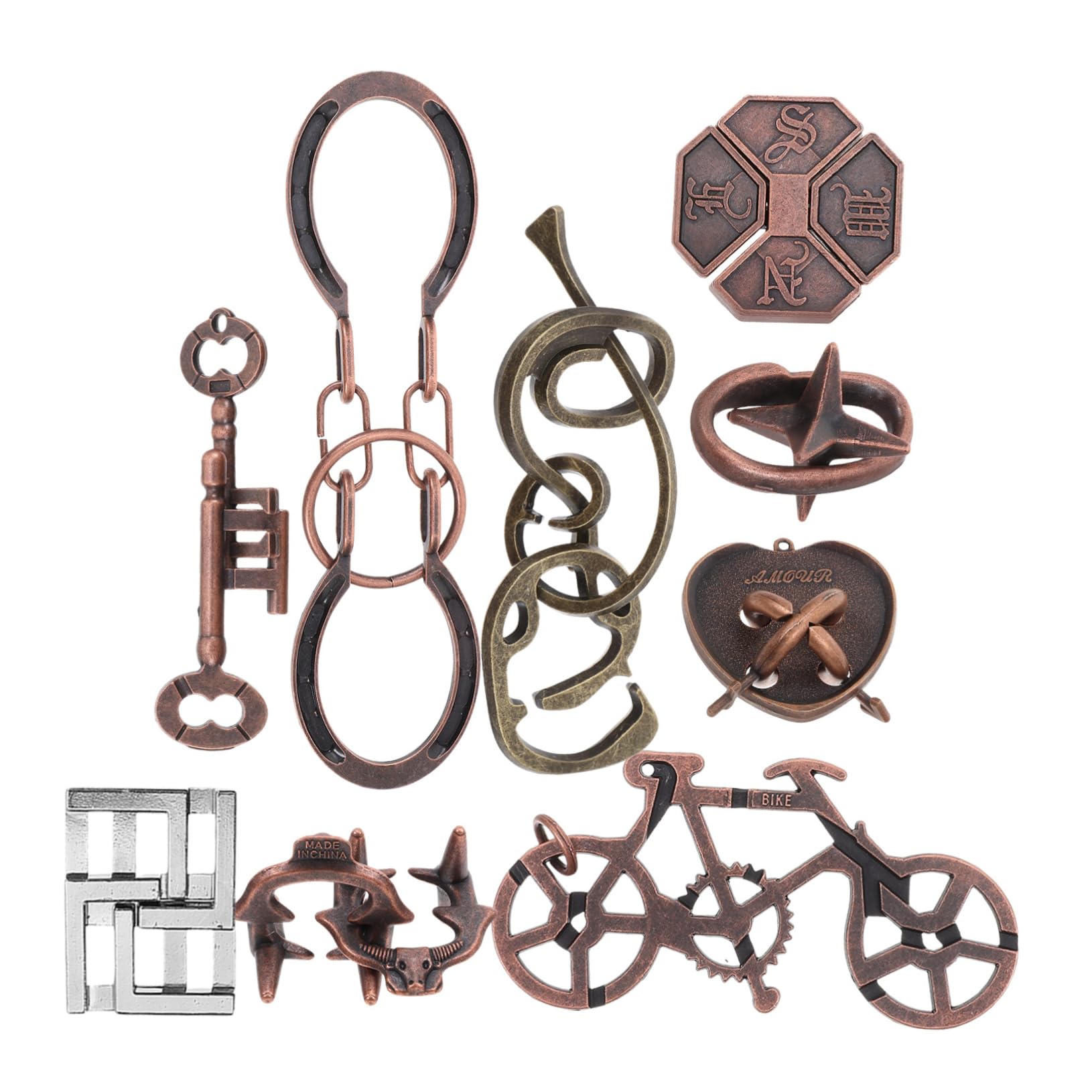 Mikinona Set di 9 Rompicapi Metallici 3d Brain Teaser Puzzle Gioco di Logica per Adulti Lega di Zinco, Pezzi Piccoli e Leggeri per Giochi di Creatività in Famiglia e Durante le Feste