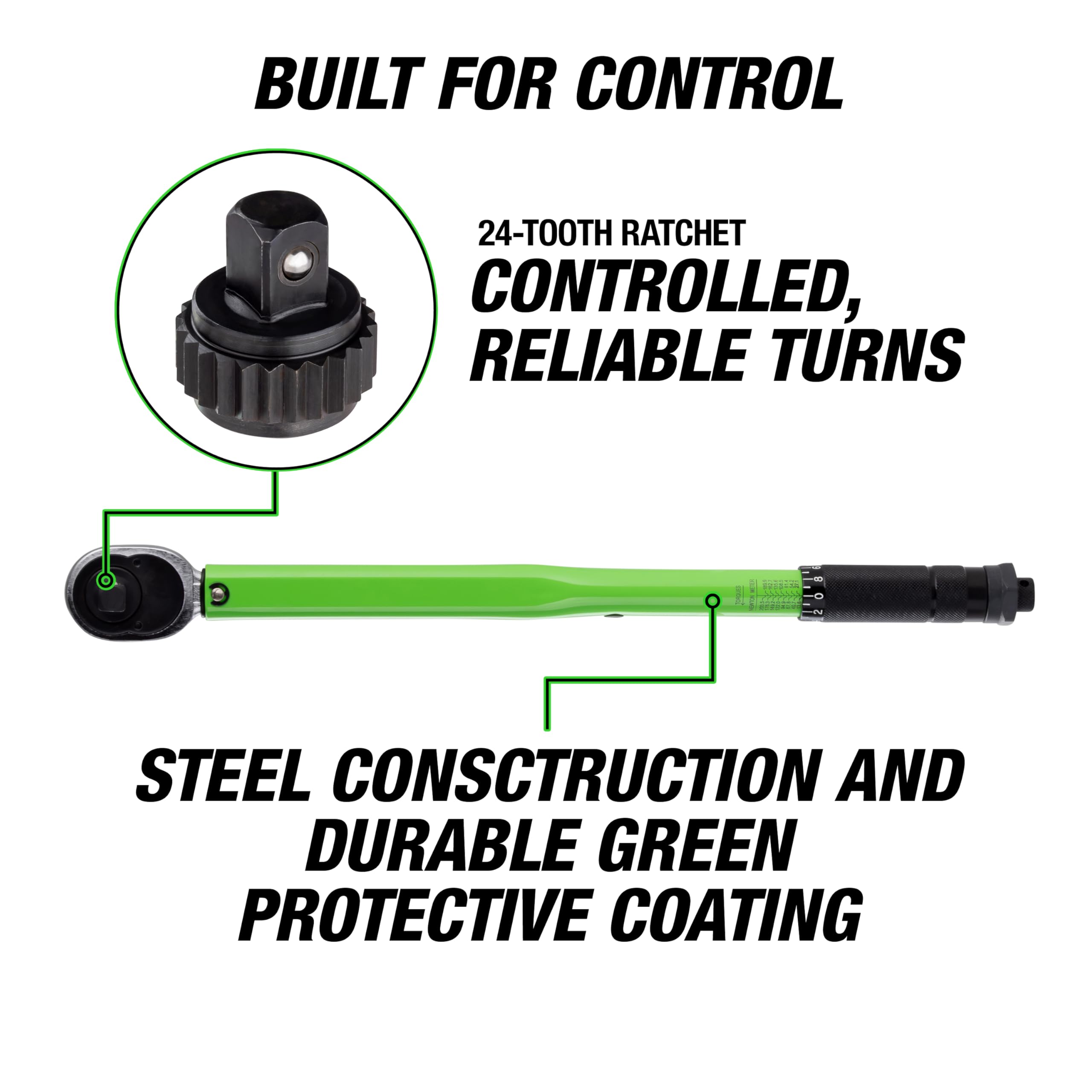 OEMTOOLS 25689 1/2 Inch Drive Click-Style Torque Wrench, 10-150 Ft