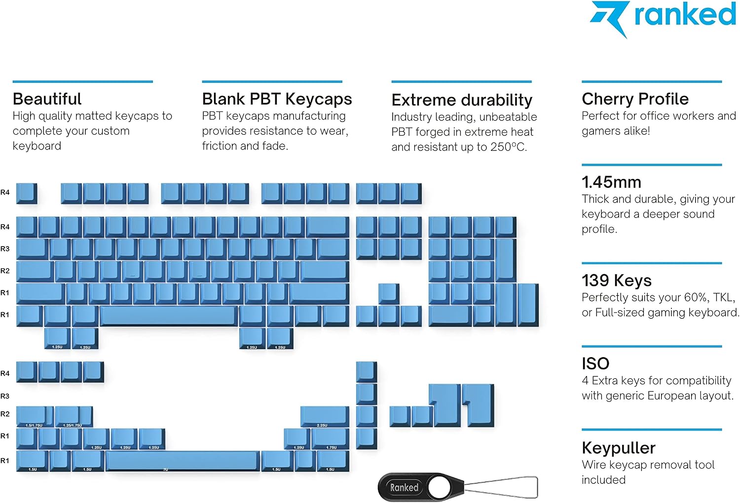 Ranked Blank Premium Keycap Set, Malibu, 139 Tasten - Image 3