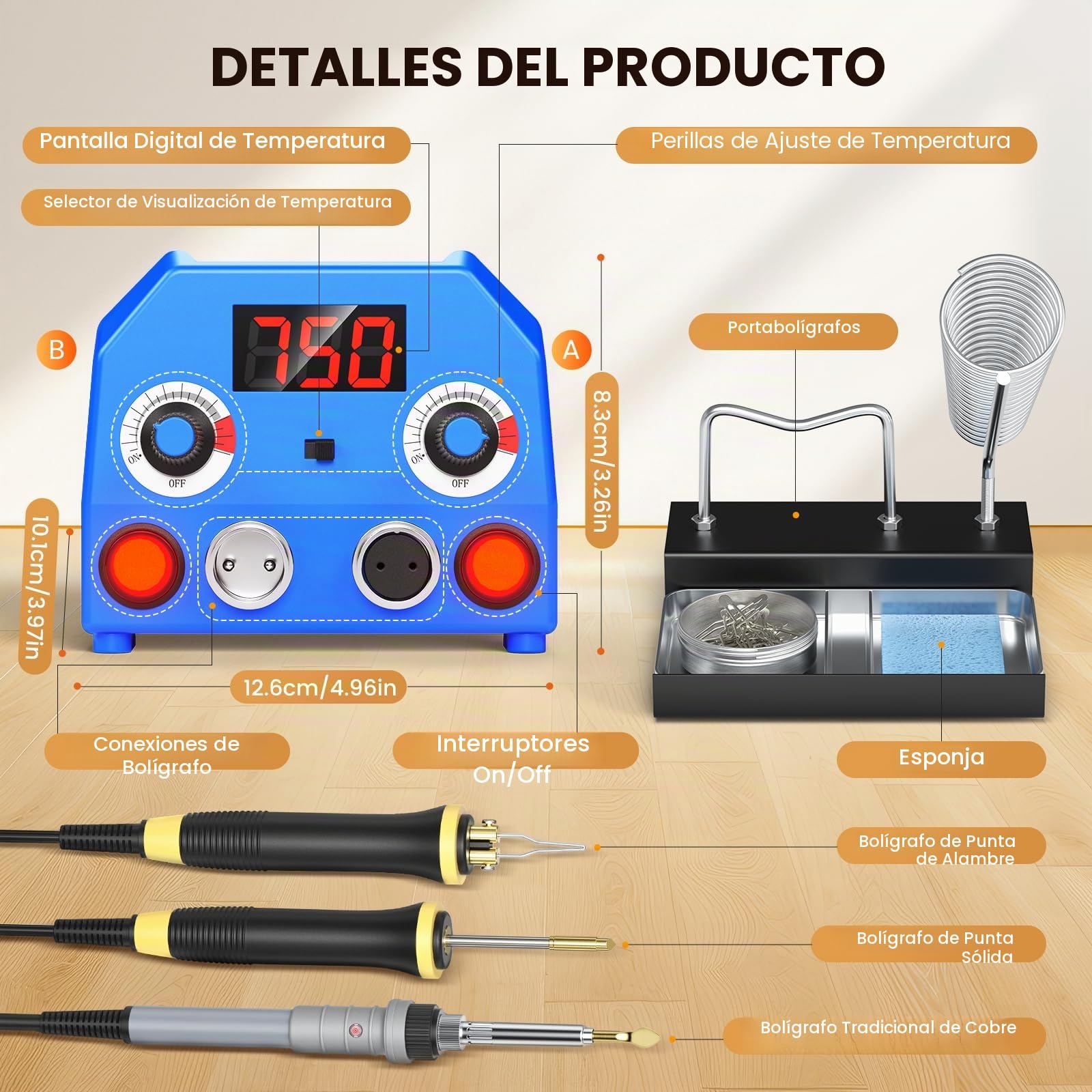 Kit de Quemado de Madera Actualizado con 3 Lápices, 30 Puntas de Alambre y 7 Puntas Sólidas, Herramienta de Pirograbado con Pantalla Digital de Temperatura para Obras de Arte de Pirograbado