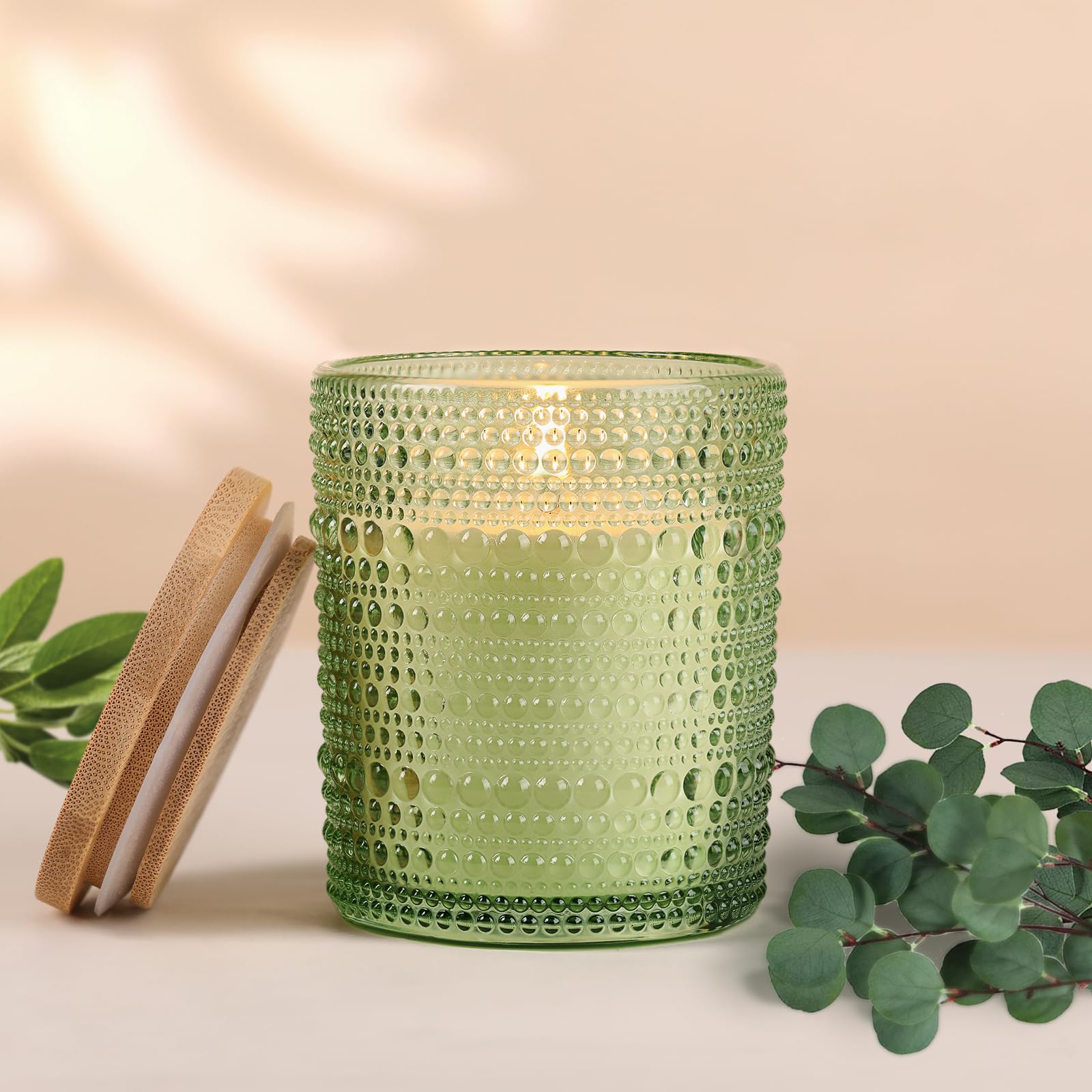 Eucalyptus & Sage Soy Scented Candles for Home- 6.3oz 42H Natural Soy Wax Aromatherapy Jar Candle with Strong Scent, Decorative Aesthetic Candles for