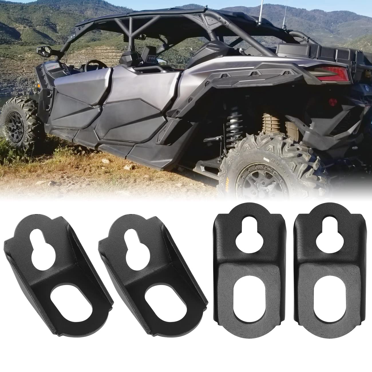 Tie Down Bracket Hooks Compatible with for 2017-2024 Can Am Maverick X3 MAX RS DS RR Turbo 2018 2019 2020 2021 2022 2023 Tie Down Hooks Accessories 4 PCS