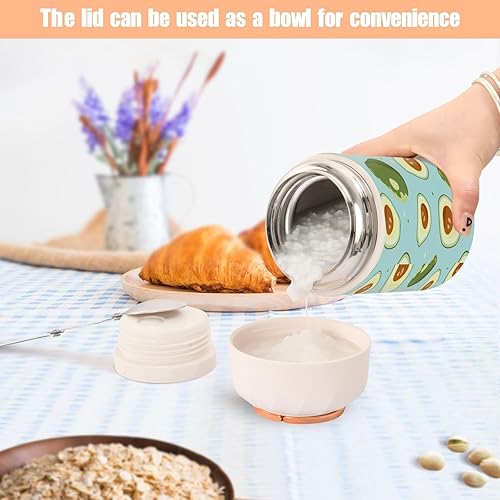 Miniatura 6 de Tarro de comida aislado al vacío de 17 onzas, termo de acero inoxidable para comida caliente y sopa con cuchara plegable, boca ancha, a prueba de