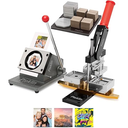 2x2inch Square Fridge Magnets Badge Maker Machine DIY Photo Refrigerator Sticker Magnet Press Machine+Paper Cutter+100pcs Materials