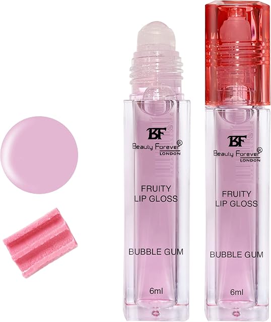 Beauty Forever Fruity Roll on Lip Gloss, Flavoured Lip Gel, Moisturising, Enriched Glossy Finish, Contain Minerals, Hydrating, Suitable for Pout & Volume lips, Available in 4 Flavours 6ml (Bubble Gum)