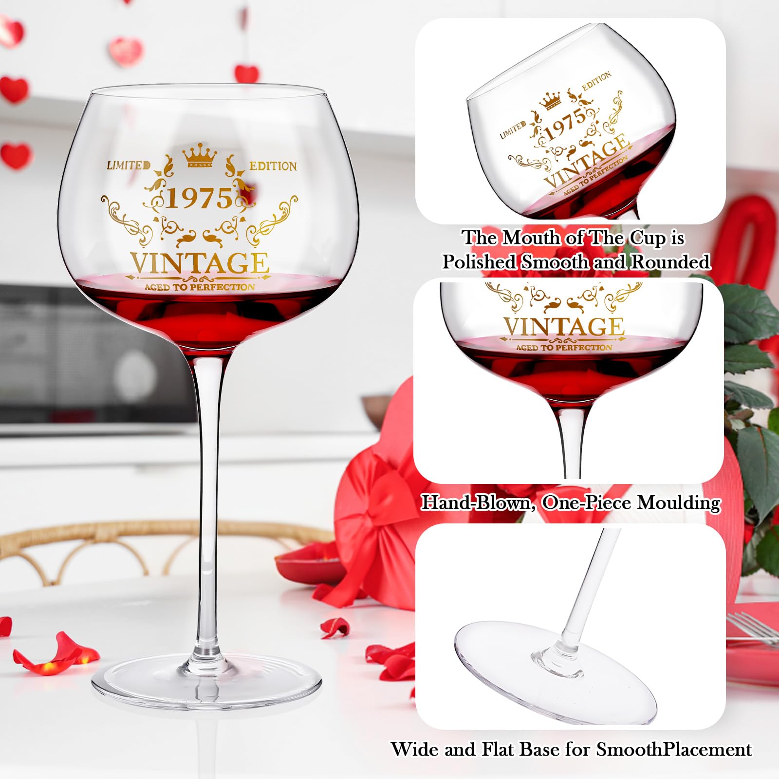 Hejo Calice Vino Personalizzato,Vintage Bicchiere Personalizzato per Regalo 50 Anni Uomo,Calici Vino per 50 Anni Compleanno Donna,Calici Personalizzati per Giorno di Commemorazione,Anniversario,Festa