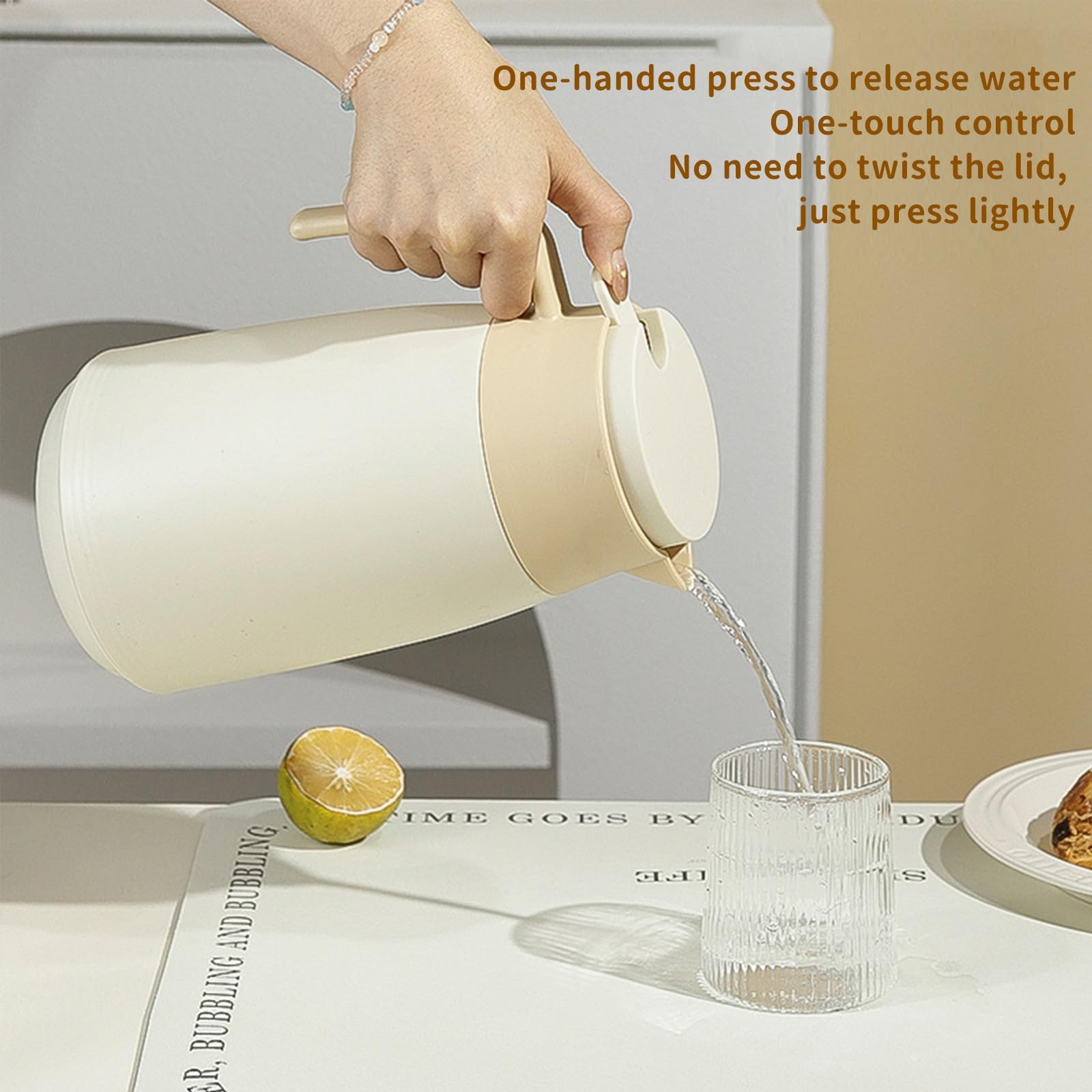 Karafka do kawy 1000 ml / 1300 ml / 1600 ml / 1900 ml próżniowa karafka próżniowa z podwójnymi ściankami ze szklaną wkładką izolowana karafka do kawy herbaty gorących lub zimnych napojów (brązowa,
