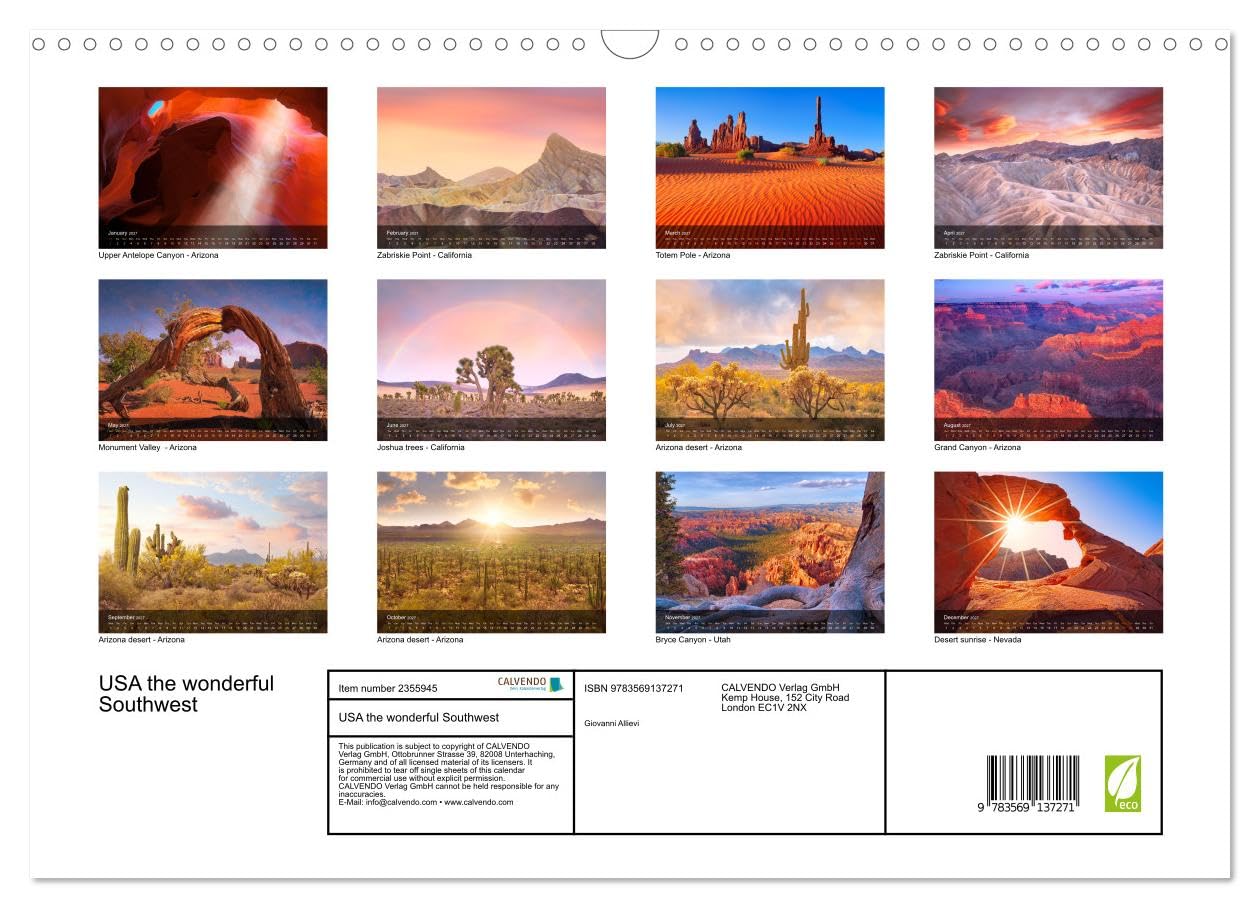 USA the wonderful Southwest (Wall Calendar 2027 DIN A3 landscape), CALVENDO 12 Month Wall Calendar: The captivating beauty of the American Southwest.