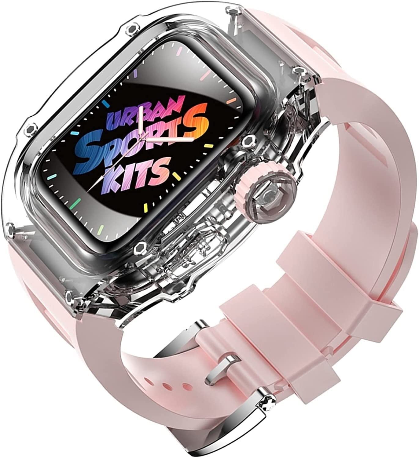 Bracelet Apple Watch 45mm transparent boîtier antichoc montre sport 44mm