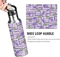 Vista 4 de Lavender Flowers Insulated Water Bottle 20 Oz, BPA-Free Sports Water Bottle with Straw Leakproof Water Bottles
