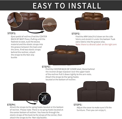 Miniatura 396 de Funda elástica para sofá reclinable de fácil colocación, Tela mezcla de poliéster Algodón, Arena