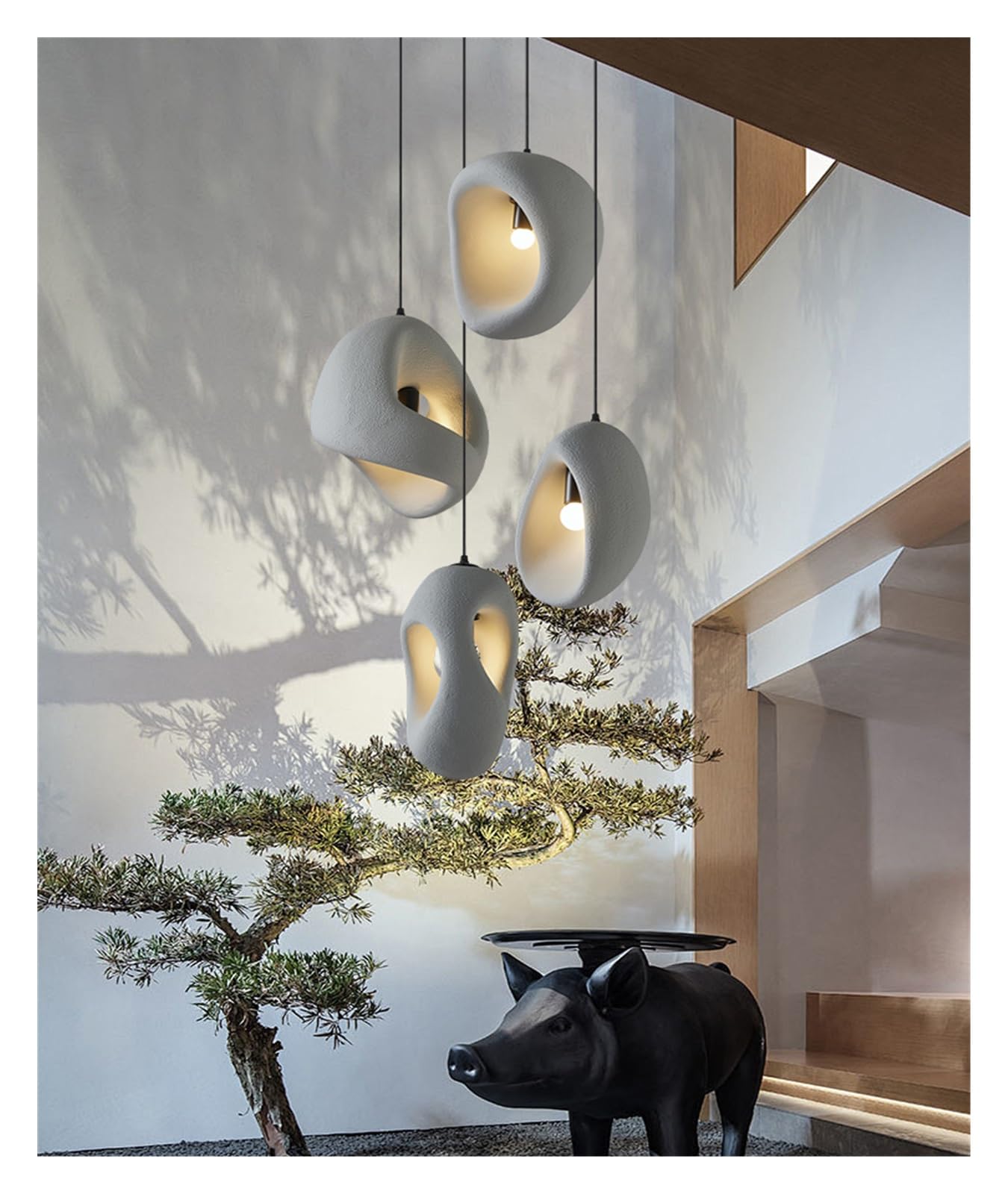 Lampadario per Scale in Stile Nordico, Semplice, Creativo, Duplex, per Decorazione Domestica, apparecchio di Illuminazione a LED (C - Grigio, modificabile)