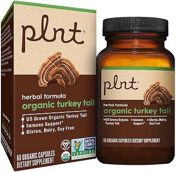 plnt Organic Turkey Tail - Mushroom Herbal Formula for Immune Support 60 Organic Capsules