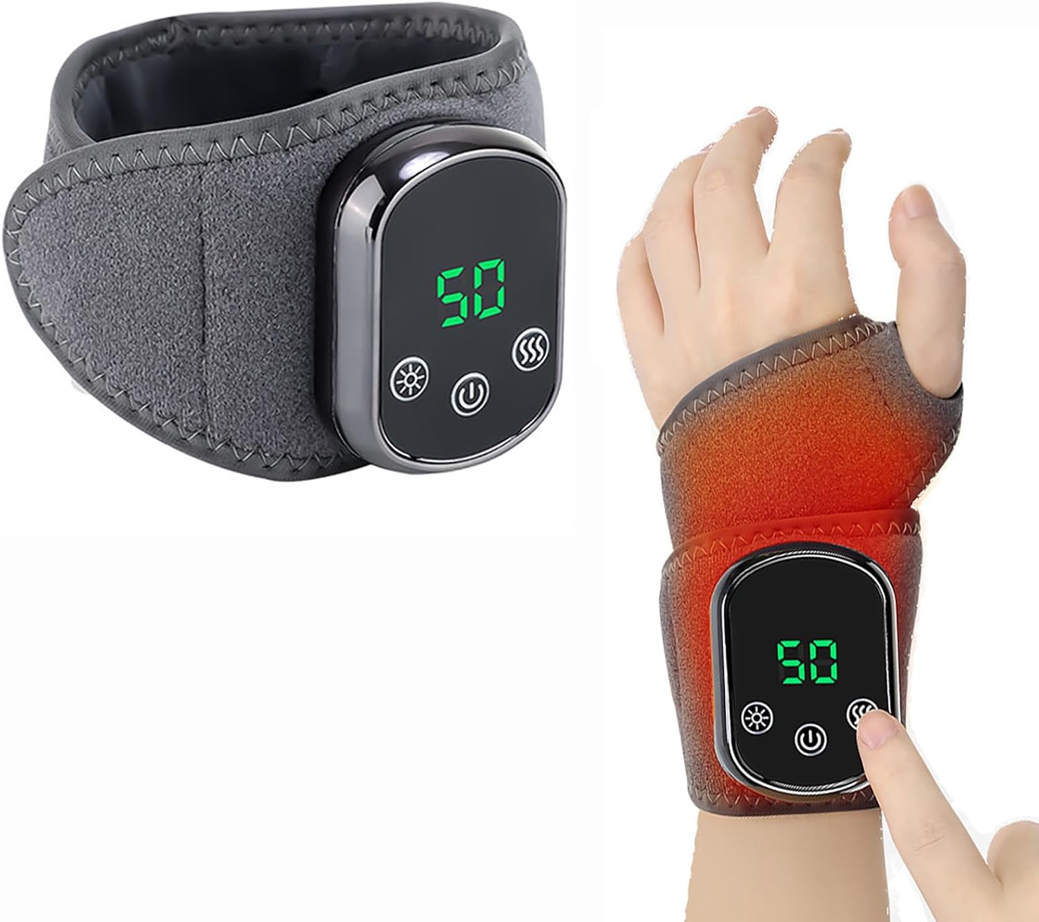 Wrist Heating Pad for Wrist Tendinitis Arthritis,Carpal Tunnel Pain Relief, 5 Heat and 3Levels Massage Cordless Hand Heated Wrap, Rechargeable for Left Right Hands(Color:1pcs)