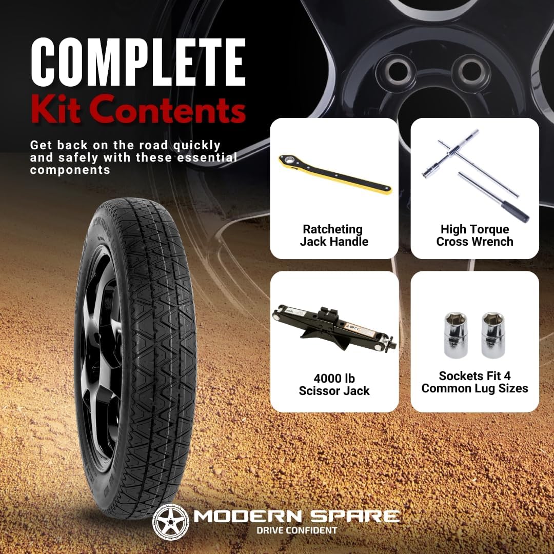 Modern Spare - Fits All 2025-2026 Hyundai Tucson Models (Including Hybrid) - Complete Compact Spare Tire Kit
