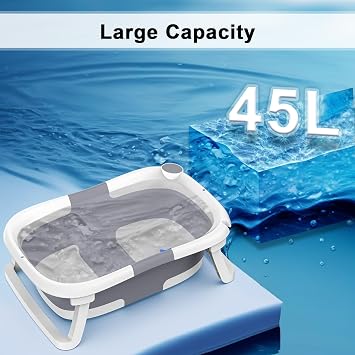Foldable Baby Bath tub,Collapsible Toddler Bathtub with Baths Support Cushion Pad Seat Mat,Baby Bathtub Newborn to Toddler 0-24 Months,Baby Essentials for Newborn Portable Travel Baby Bath Tub