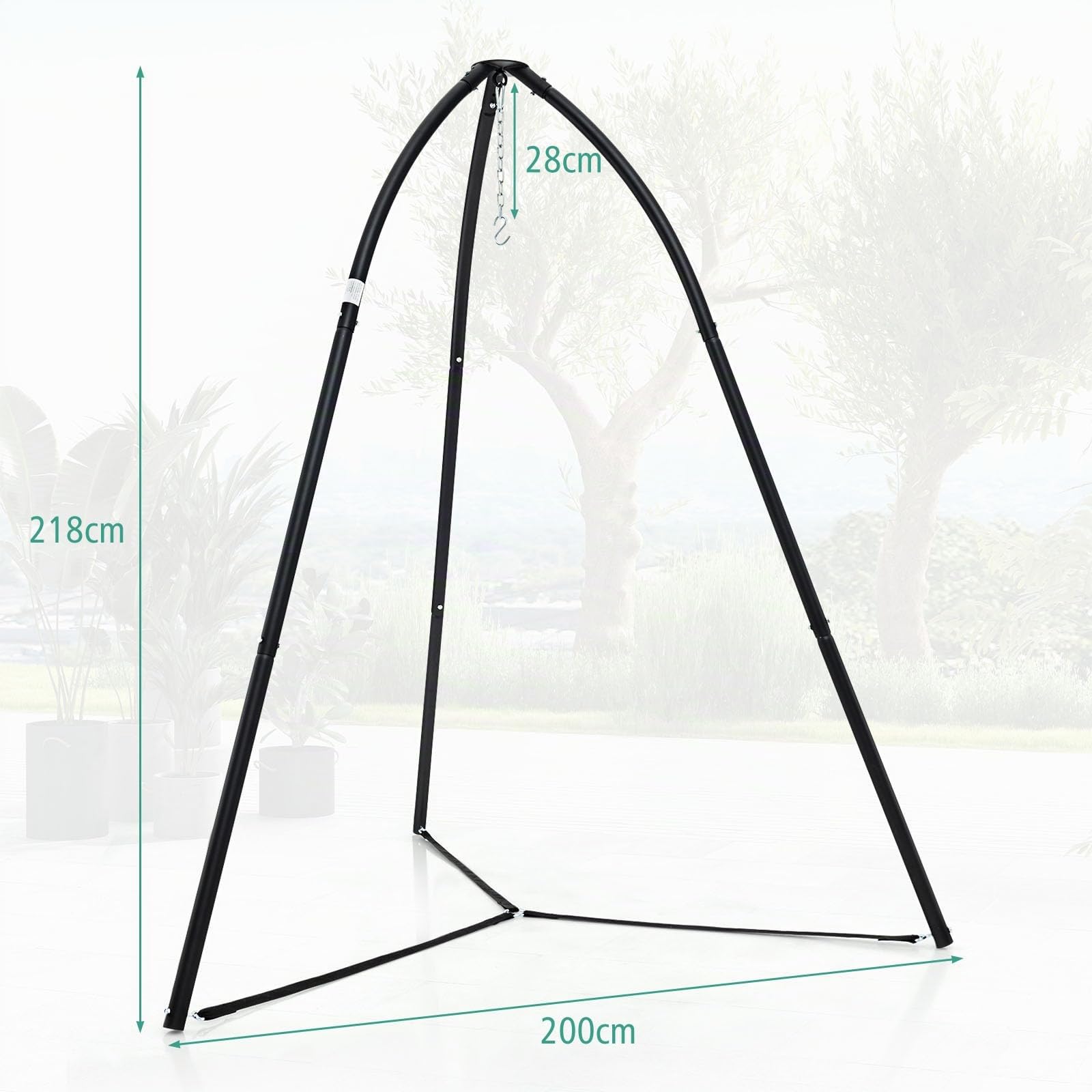 GOPLUS Soporte Trípode De Estructura De Metal Resistente para Columpio/Silla Colgante, Soporte para Silla De Hamaca para Interiores Y Exteriores, Capacidad De Peso De 200 Kg