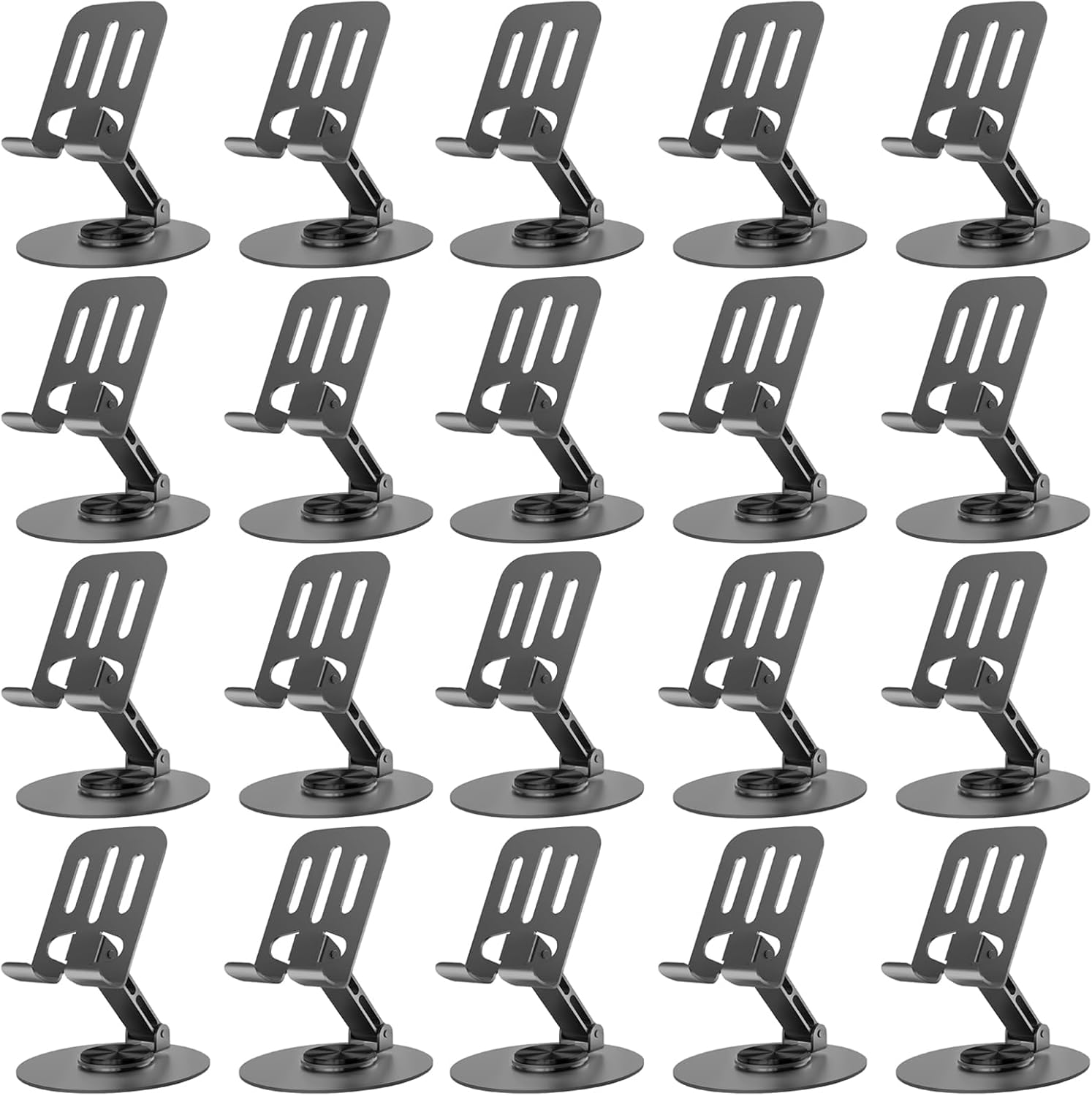 Universal Metal Cell Phone Stand, Multi-Angel Adjustable 360° Rotation Non-Slip Metal Phone Stand Suitable for Large-Scale Procurement 20 Independent Packages in Box (20PCS Grey)
