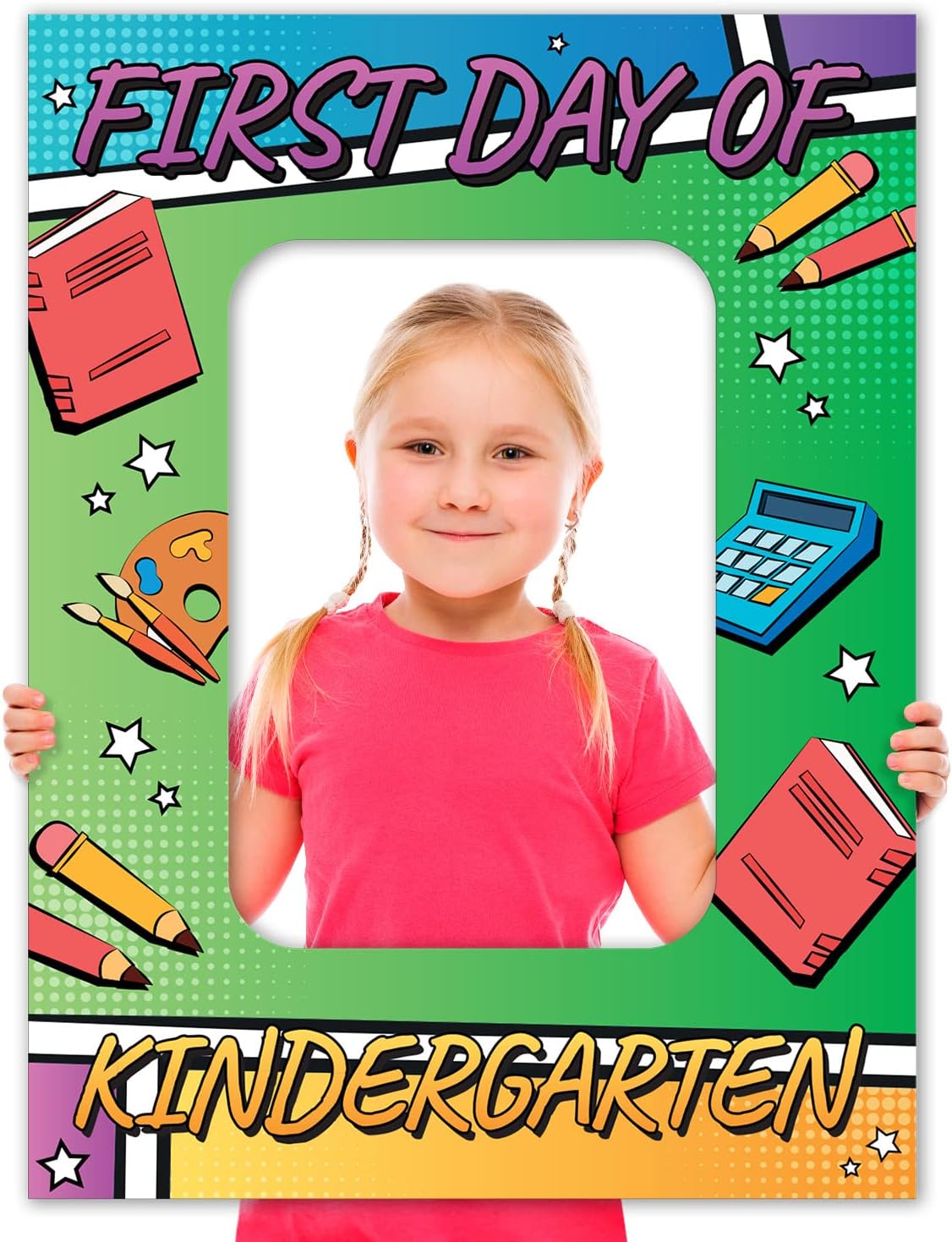 Soul Décor Back to School Photo Prop Board, Picture Frame First Day of Kindergarten, Adorable and Creative First Day of School Picture Idea, Cut Out Board Sign, Coro Plastic, Made in The USA